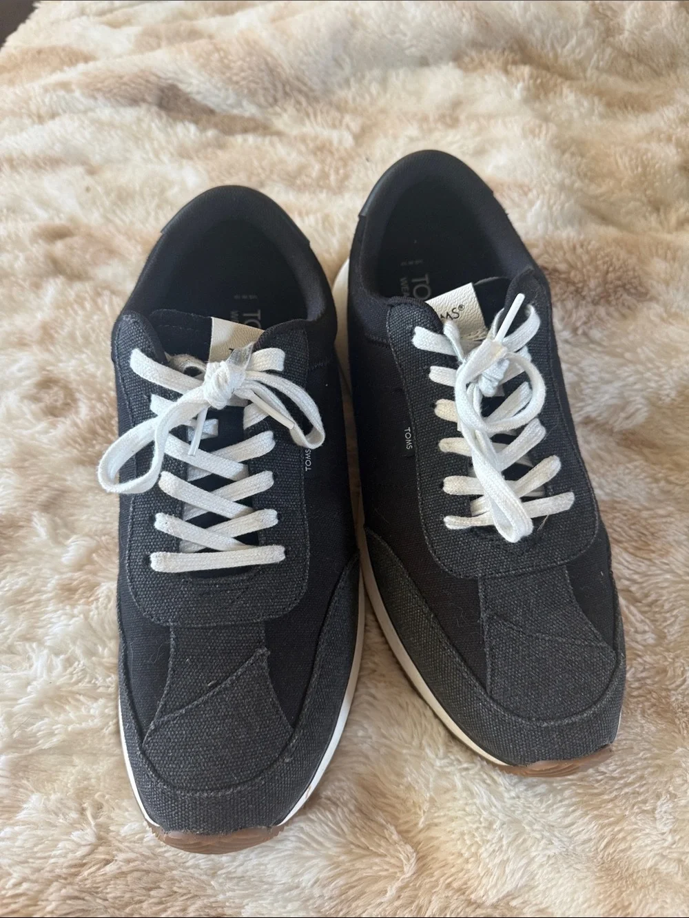 Toms Black Canvas Sneakers with White Laces